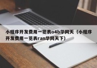 小程序開發(fā)費用一覽表o4b華網天（小程序開發(fā)費用一覽表ran華網天下）